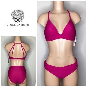 New. Vince Camuto Fuchsia bikini set. L-top/S-bottom. Retails $154